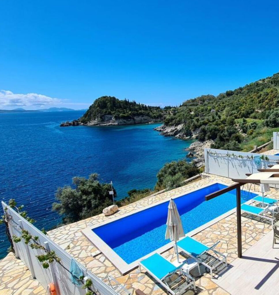 Stunning Lefkada Marantochori property with an infinity pool overlooking the Ionian Sea.